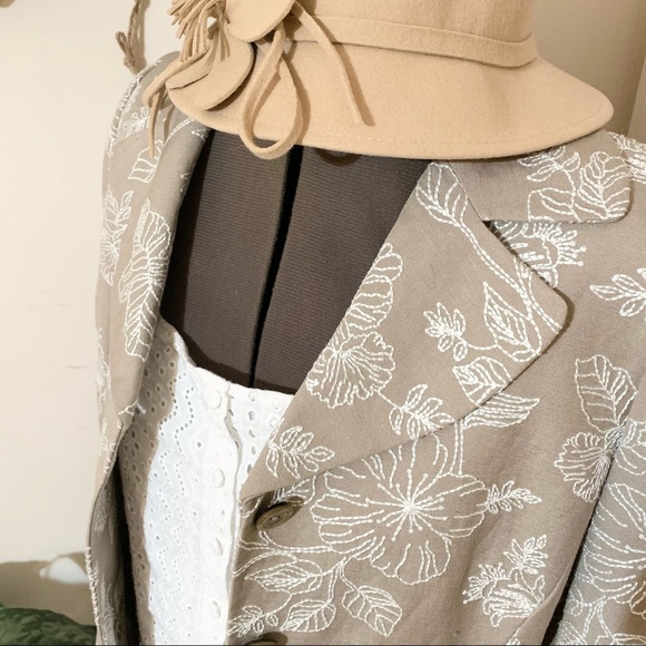 Neutral Embroidered Blazer - Picture 3 of 12